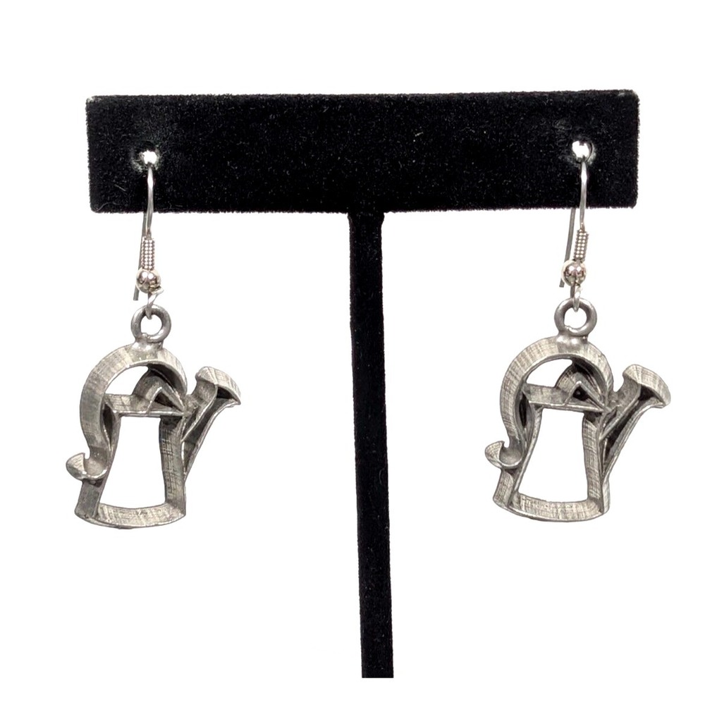 1996 Ann Clark Pewter Watering Can Dangle Earrings Garden‎ Cookie Cutter